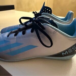 adidas Light Blue and Black Messi indoor soccer shoes